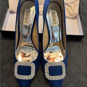 Badgley Mischka Blue Satin Women's Shoes